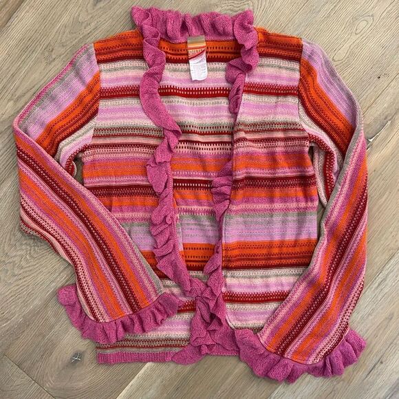 Oilily Colorful Cardigan with Ruffle Detail on Sleeves (XS) - Picture 1 of 5